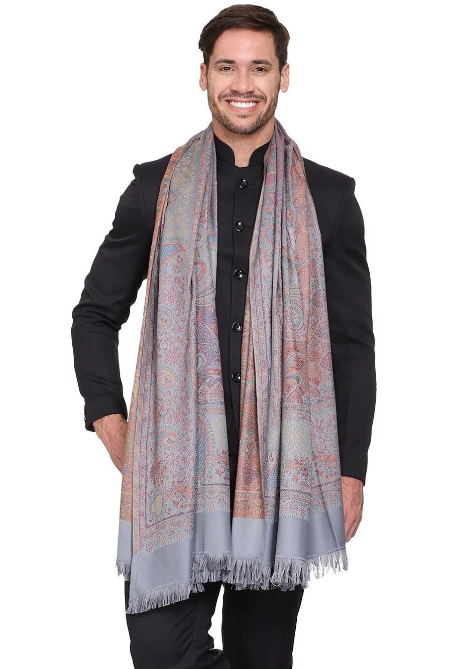 3520 Paisley Design Woven Poly Wool Blend Gents Shawls, Muffler, Stoles